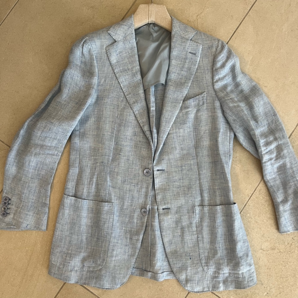 So capri Men’s linen blazer jacket light blue size 46 eu luxury